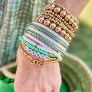 Green Heart Gold Beaded Bracelet