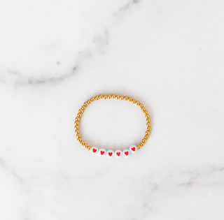 Red Heart Gold Beaded Bracelet