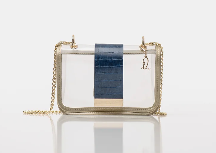 Clear Bag with Interchangeable Navy Blue Strap