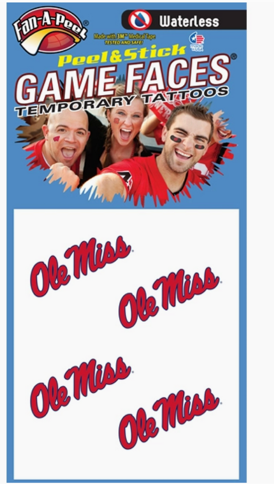 Ole Miss Game Day Temporary Tattoos