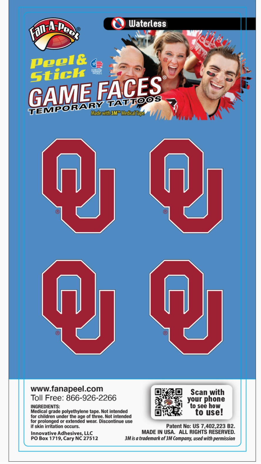 Oklahoma Game Day Temporary Tattoos