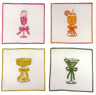 Cheers Set of 4 Embroidered Cocktail Napkins