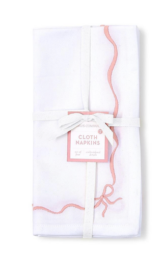 Bow-tiful Set of 4 Embroidered Bow Dinner Napkins
