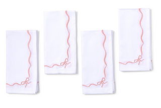 Bow-tiful Set of 4 Embroidered Bow Dinner Napkins