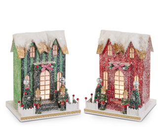LIGHTED STRIPED PAPER HOUSE
