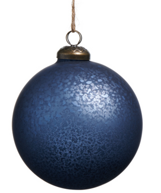 BLUE MERCURY GLASS BALL ORNAMENT