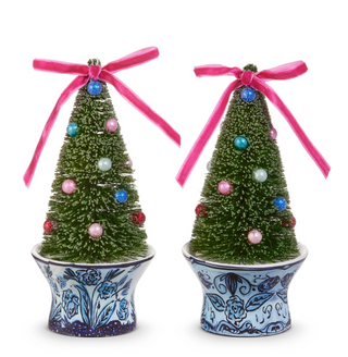 Bottle Brush Trees in Chinoiserie Pot Ornament