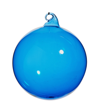 Blue Sheer Blown Glass Ball Ornament 4"