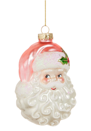 Pink Santa Head Ornament