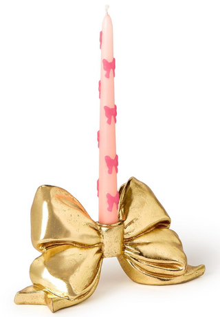 Large Gold Bow Taper Candleholder