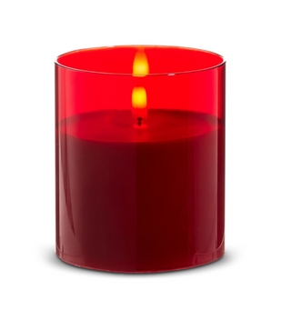Red Glass Red Pillar Candle