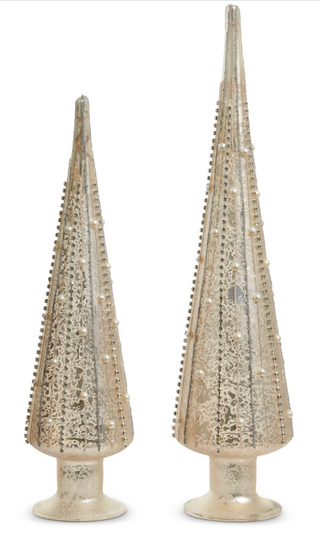 Silver Mercury Glass Pearl Trees