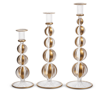 Gold Striped Candlesticks