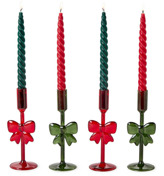 Holiday Bows Hand-Crafted Taper Candleholders