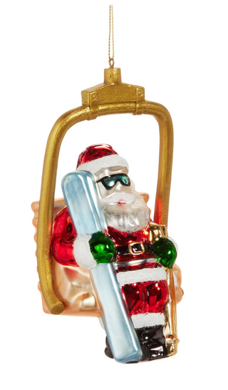 Santa on Ski Lift Ornament