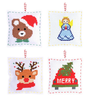 Holiday Cross Stitch Embroidery Pillow Ornament Kit
