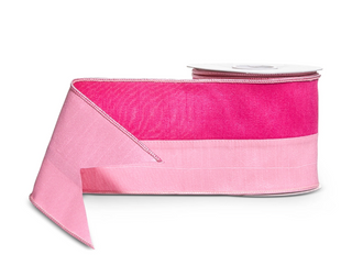 Pink Two Tone Wired Ribbon - 4x10Y