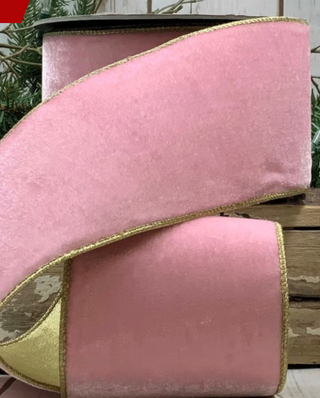 Lush Velvet Gold Back, Strawberry Ribbon- 4x10Y