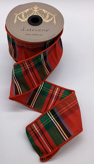 Dupion Traditional Plaid, Green Ribbon