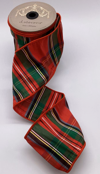 Dupion Traditional Plaid, Green Ribbon