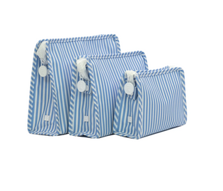 TRVL - Roadie Pimlico Stripe Chambray Zipper Pouch - Multiple Sizes