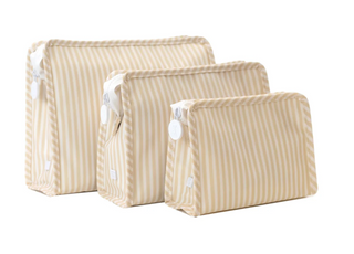 TRVL - Roadie Pimlico Stripe Sand Zipper Pouch - Multiple Sizes