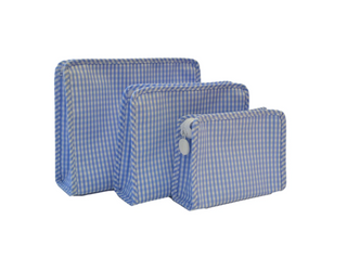 TRVL - Roadie Gingham Sky Zipper Pouch - Multiple Sizes