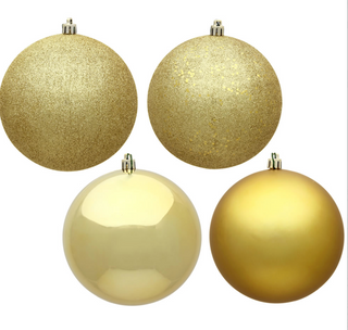 Vickerman 3" Gold 4-Finish Shatterproof Ornament Assortment