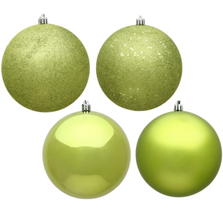 Vickerman 3" Lime 4-Finish Shatterproof Ornament Assortment