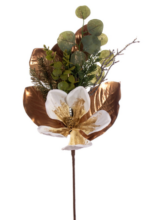 Vickerman 29" White Artificial Magnolia Spray