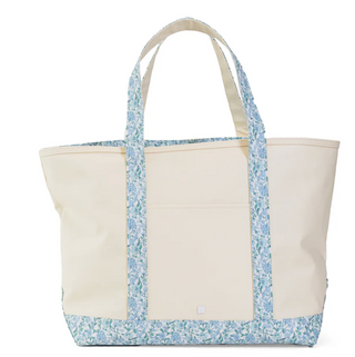 TRVL - MAXI TOTE - CANVAS LARGE NATURAL WITH HAMPTONS FLORAL TRIM