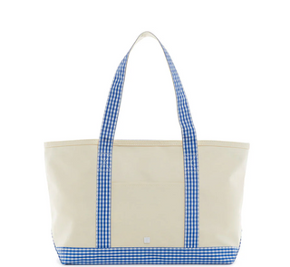 TRVL Medium Gingham Trim Tote - various colors