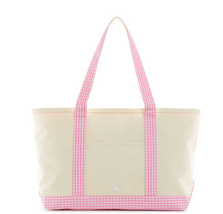 TRVL Medium Gingham Trim Tote - various colors