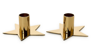 Star Shape Metallic Gold Metal Taper Candlestick Candleholder