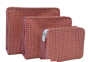 TRVL - Roadie Medium Classic Red Gingham Zipper Pouch