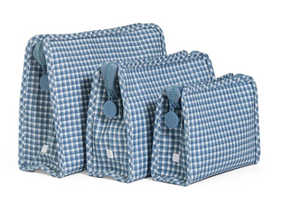 TRVL - Roadie Rodeo Check Indigo Zipper Pouch