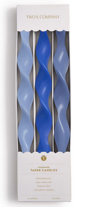 Twist Taper Candles Blue