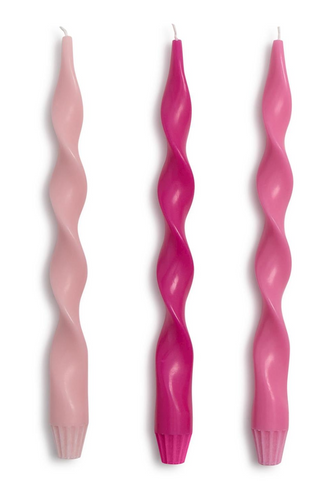 Twist Taper Candles Pink