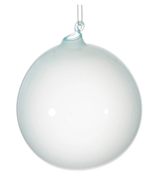 a white glass ball from a string
