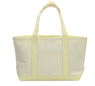 TRVL Medium Gingham Trim Tote - various colors
