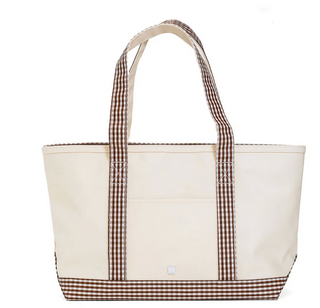 TRVL Medium Gingham Trim Tote - various colors