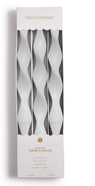 Twist Taper Candles White