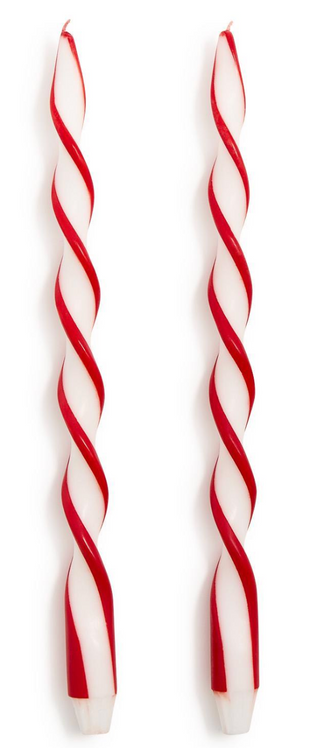 Twist Taper Candles - Red Ribbon