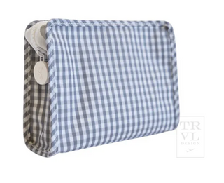 TRVL - Roadie Gingham Gray Zipper Pouch - Multiple Sizes