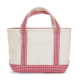TRVL Mini Tote Canvas Natural With Gingham Red Trim