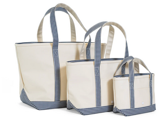 TRVL Medium Gingham Trim Tote - various colors