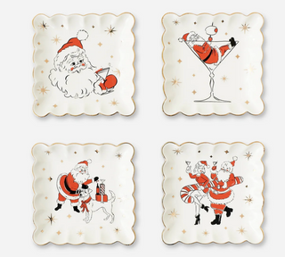Holiday Cheers Scalloped Square Plate