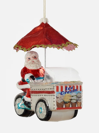 Santa Ice Cream Cart Ornament