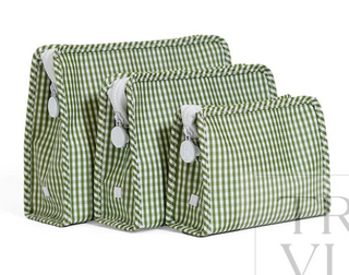 TRVL - Roadie Gingham Moss Zipper Pouch - Multiple Sizes