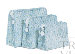 TRVL - Roadie PETITE FLEUR BLUE Zipper Pouch - Multiple Sizes